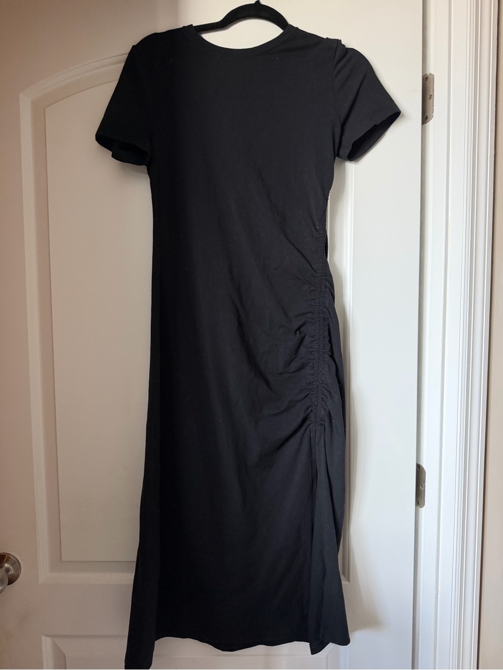 Old Navy Black Short-Sleeve Ruched-Side Maxi Dress